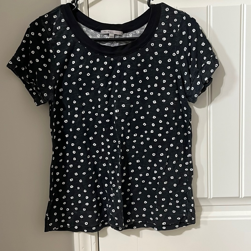 Short-Sleeve White Polka-Dotted Blouse